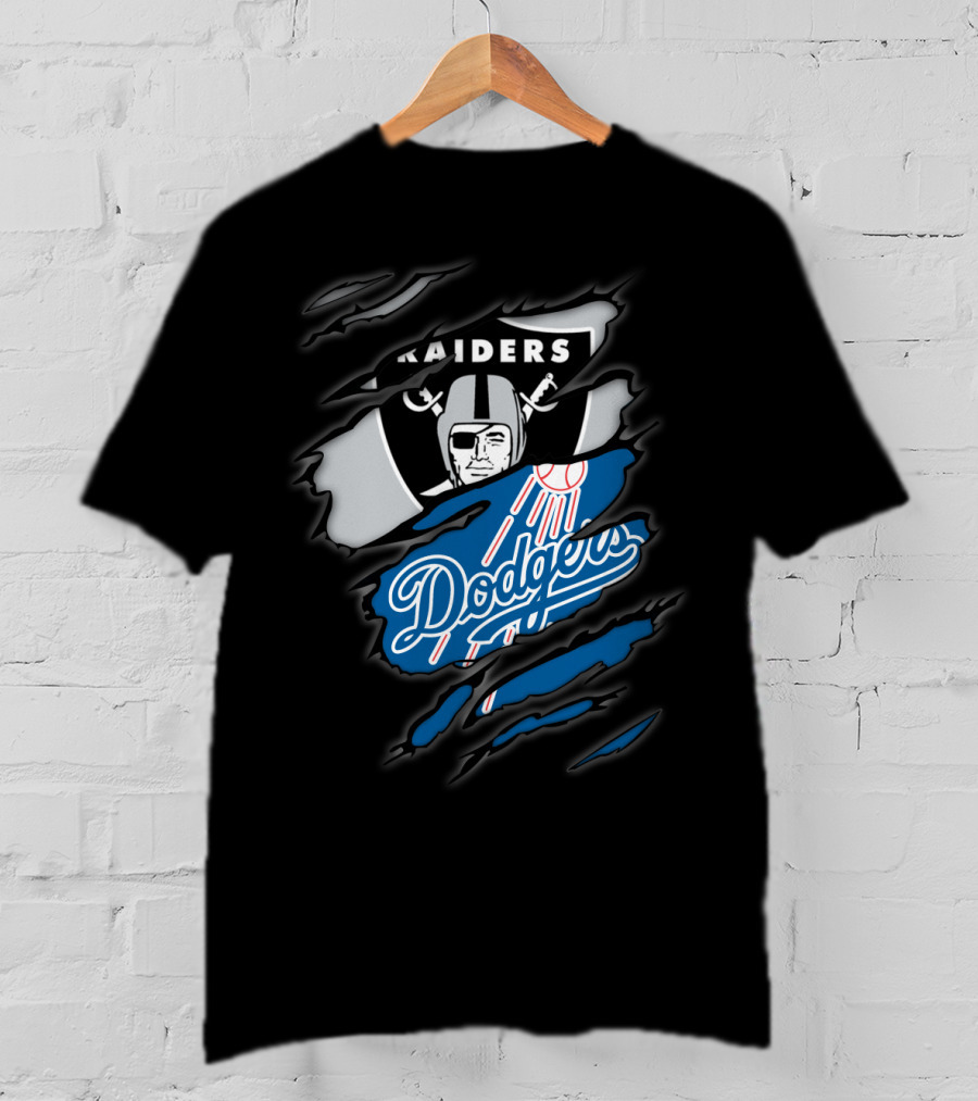Raiders Dodgers Ripped Layers Fusion T-Shirt