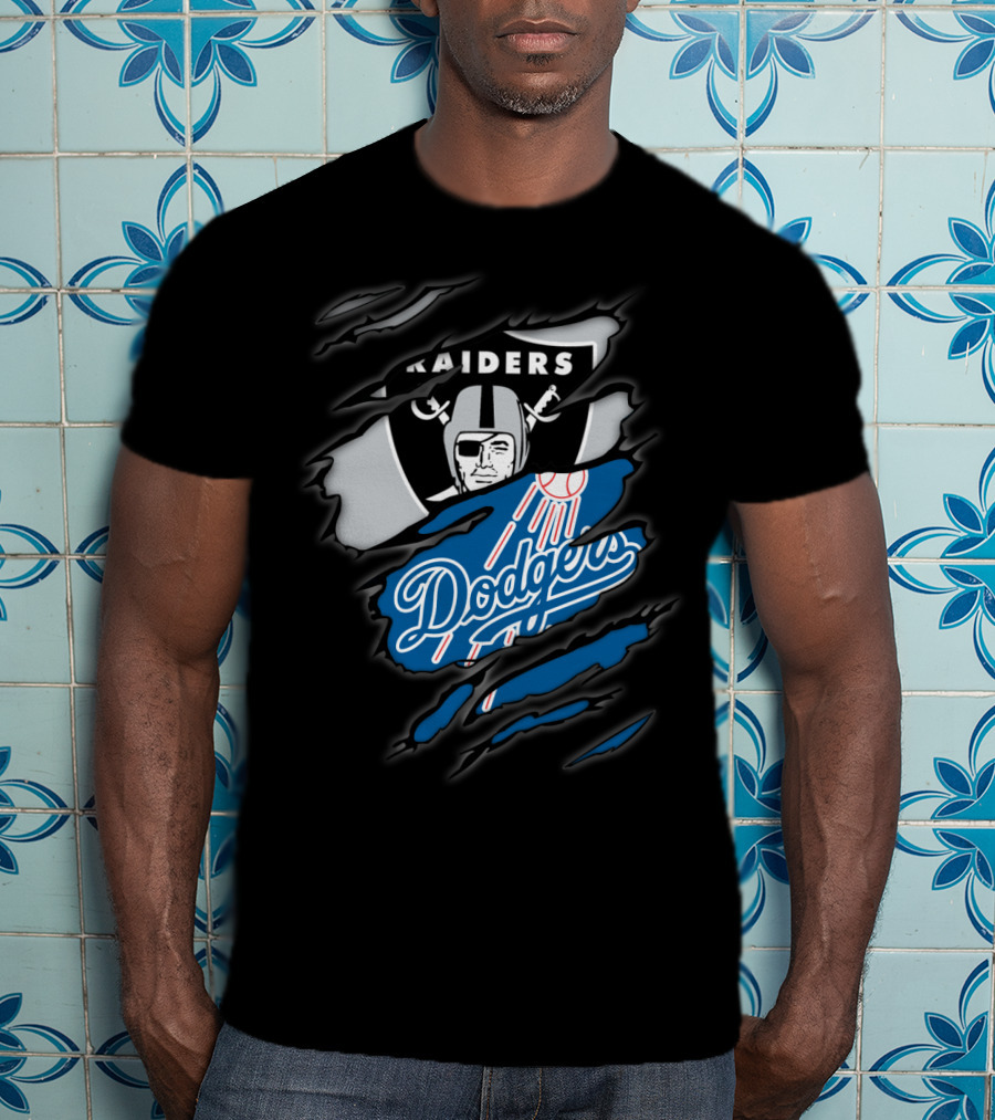 Raiders Dodgers Ripped Layers Fusion T-Shirt