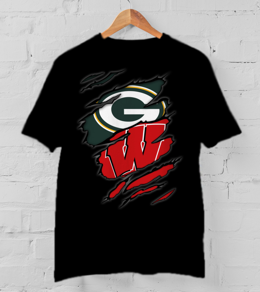 Packers Badgers G W Ripped Claw Marks T-Shirt