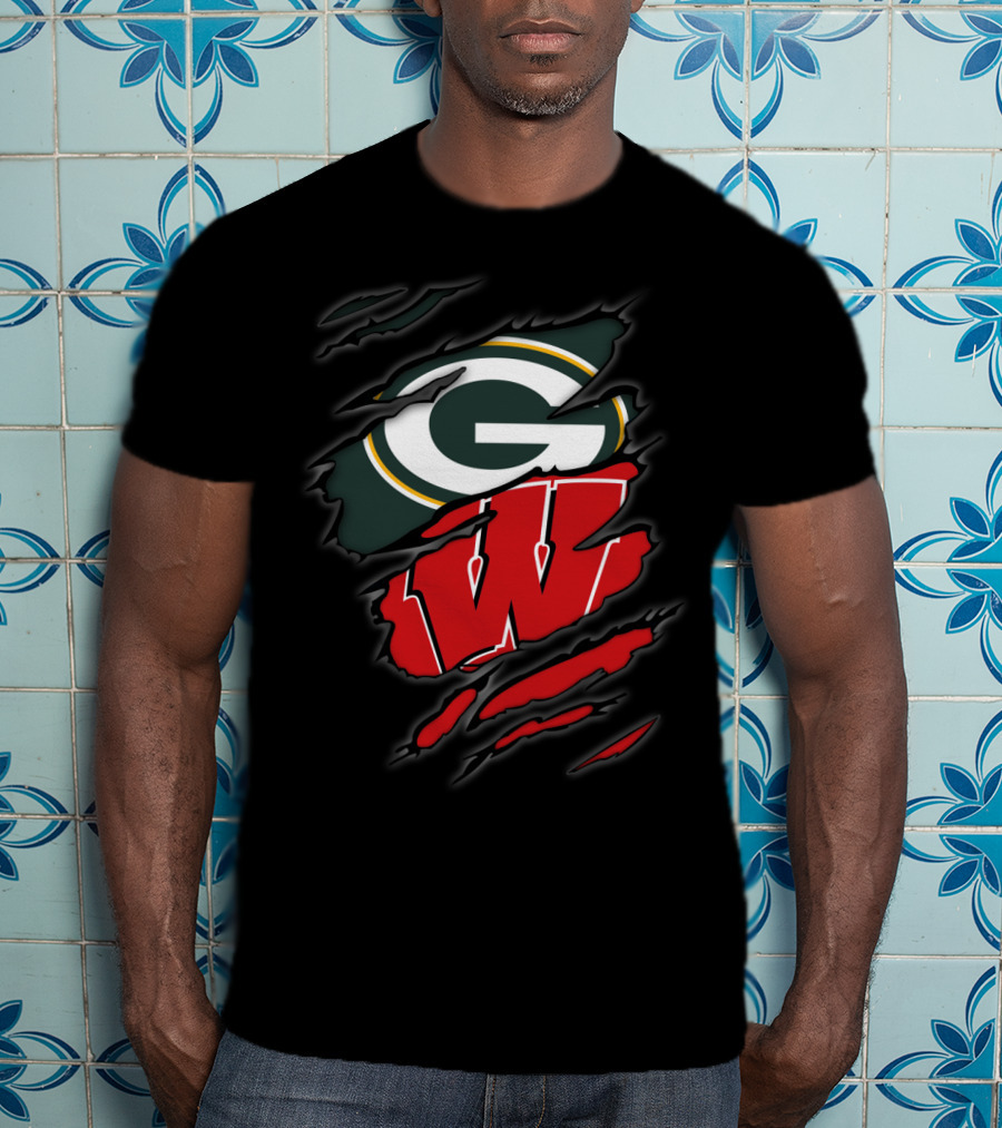 Packers Badgers G W Ripped Claw Marks T-Shirt
