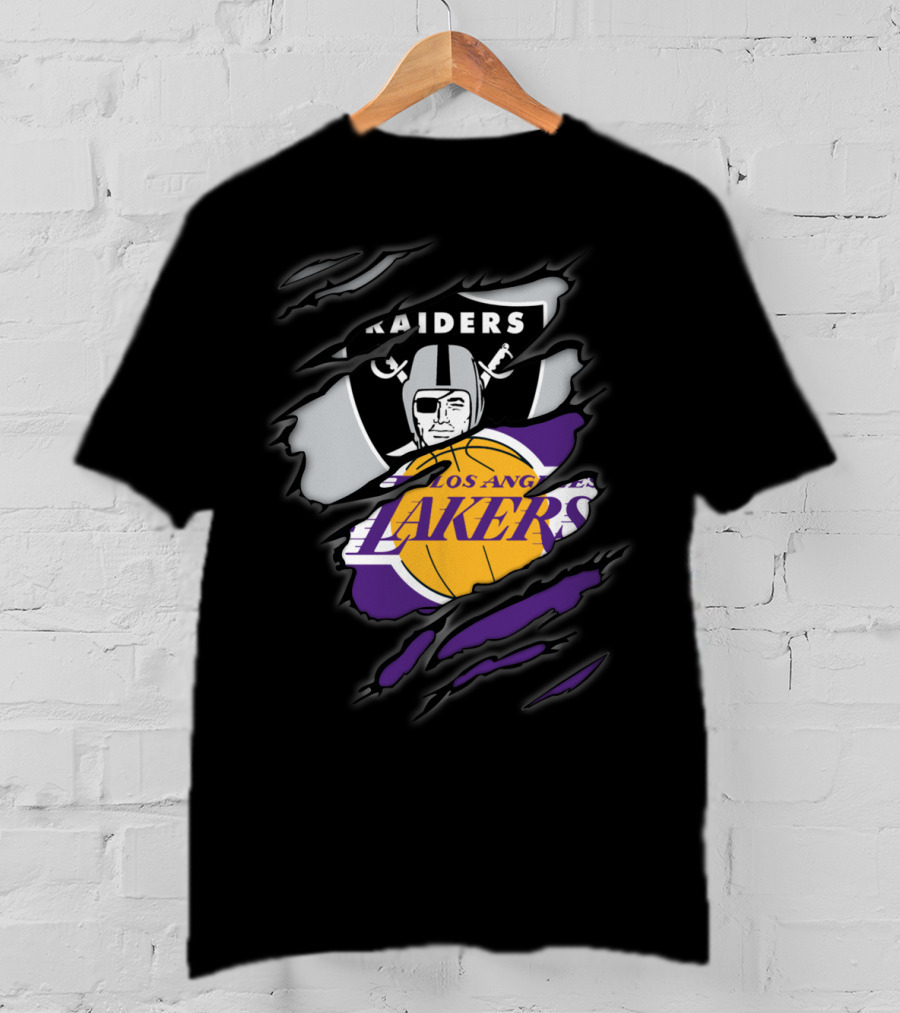 Raiders Los Angeles Lakers Logo Mashup T-Shirt