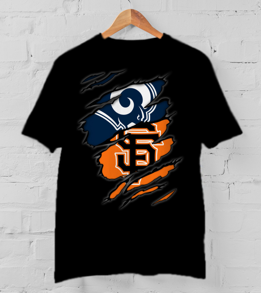 Rams Giants Logos Blue Orange T-Shirt