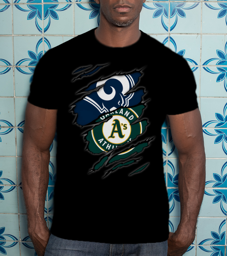 Rams Oakland Athletics A's Logo Fusion T-Shirt