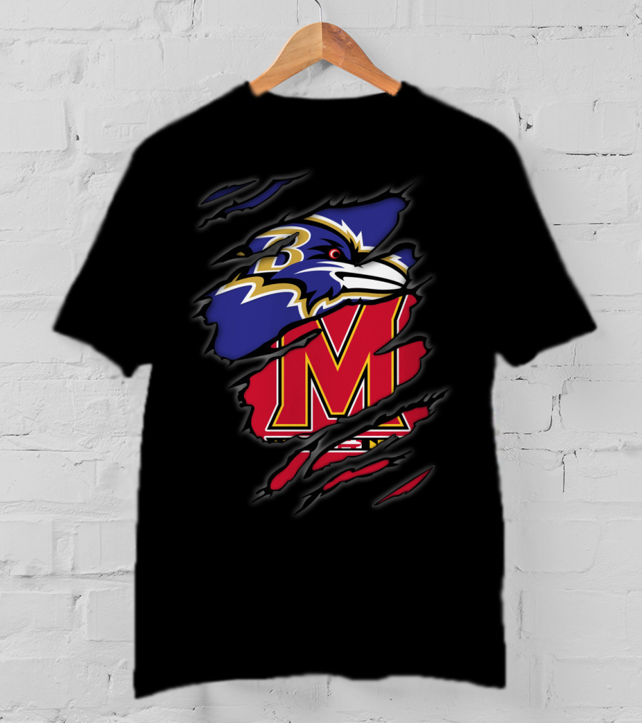 Baltimore Ravens Maryland Terrapins Logo Mashup T-Shirt