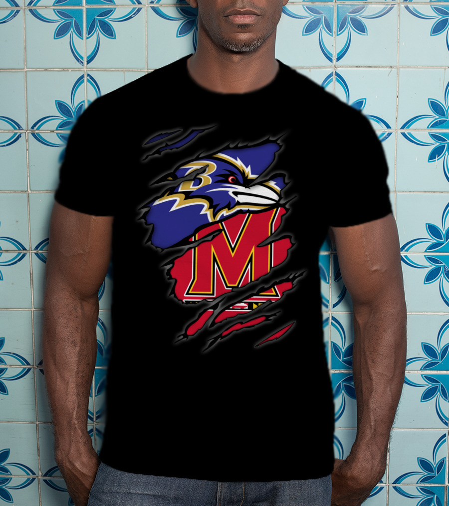 Baltimore Ravens Maryland Terrapins Logo Mashup T-Shirt
