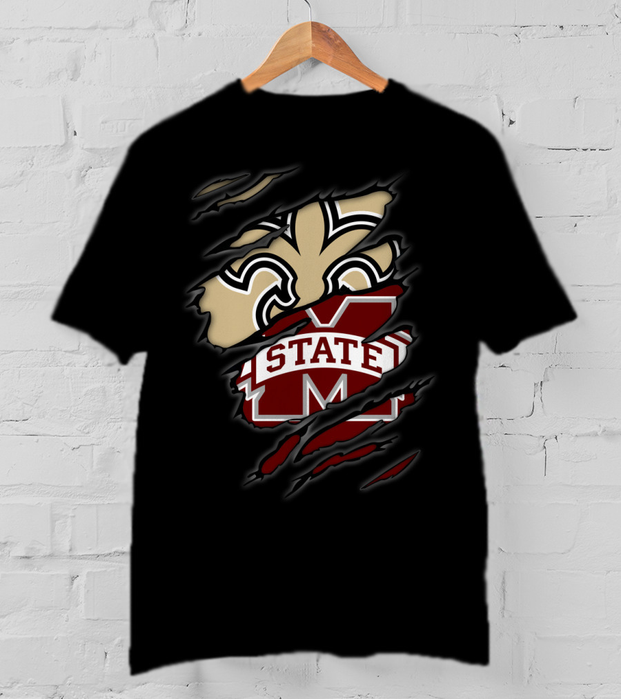 Saints Fleur-de-Lis Meets Mississippi State Bulldogs T-Shirt