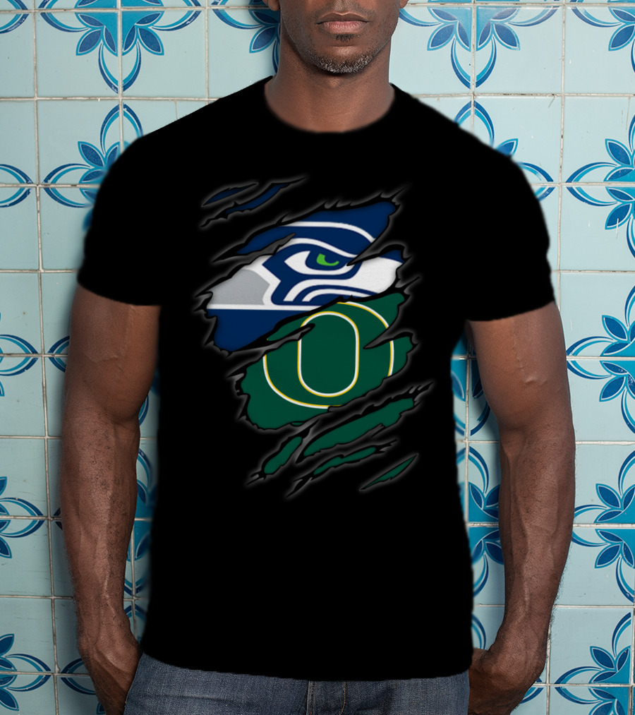 Seahawks Oregon Ducks Logo Mashup T-Shirt