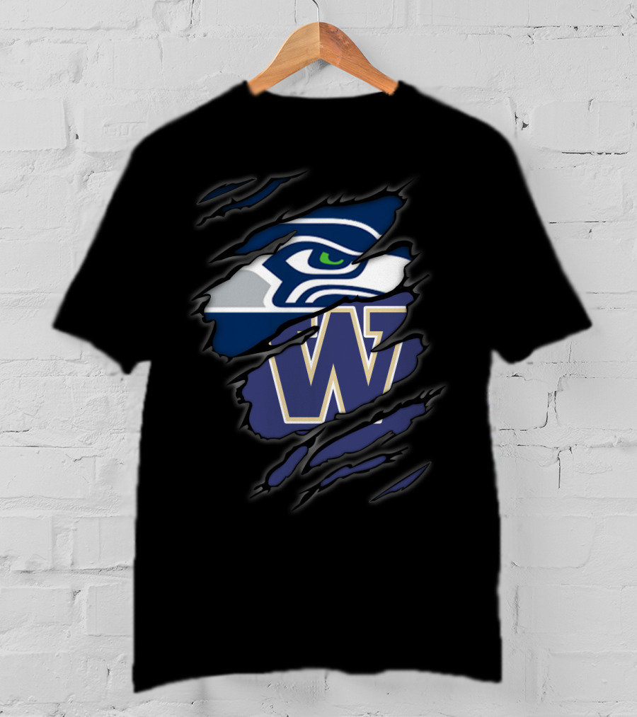 Seahawks Logo University Of Washington Huskies W Claws T-Shirt