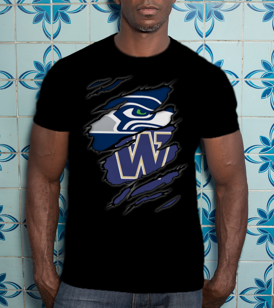 Seahawks Logo University Of Washington Huskies W Claws T-Shirt