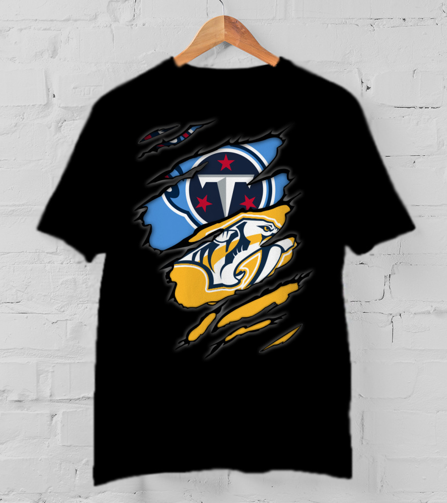 Titans Predators Logos Ripped T-Shirt