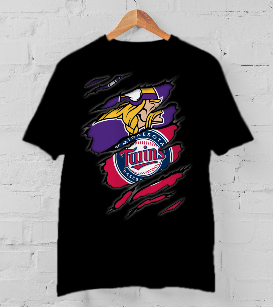 Minnesota Vikings Twins Baseball T-Shirt