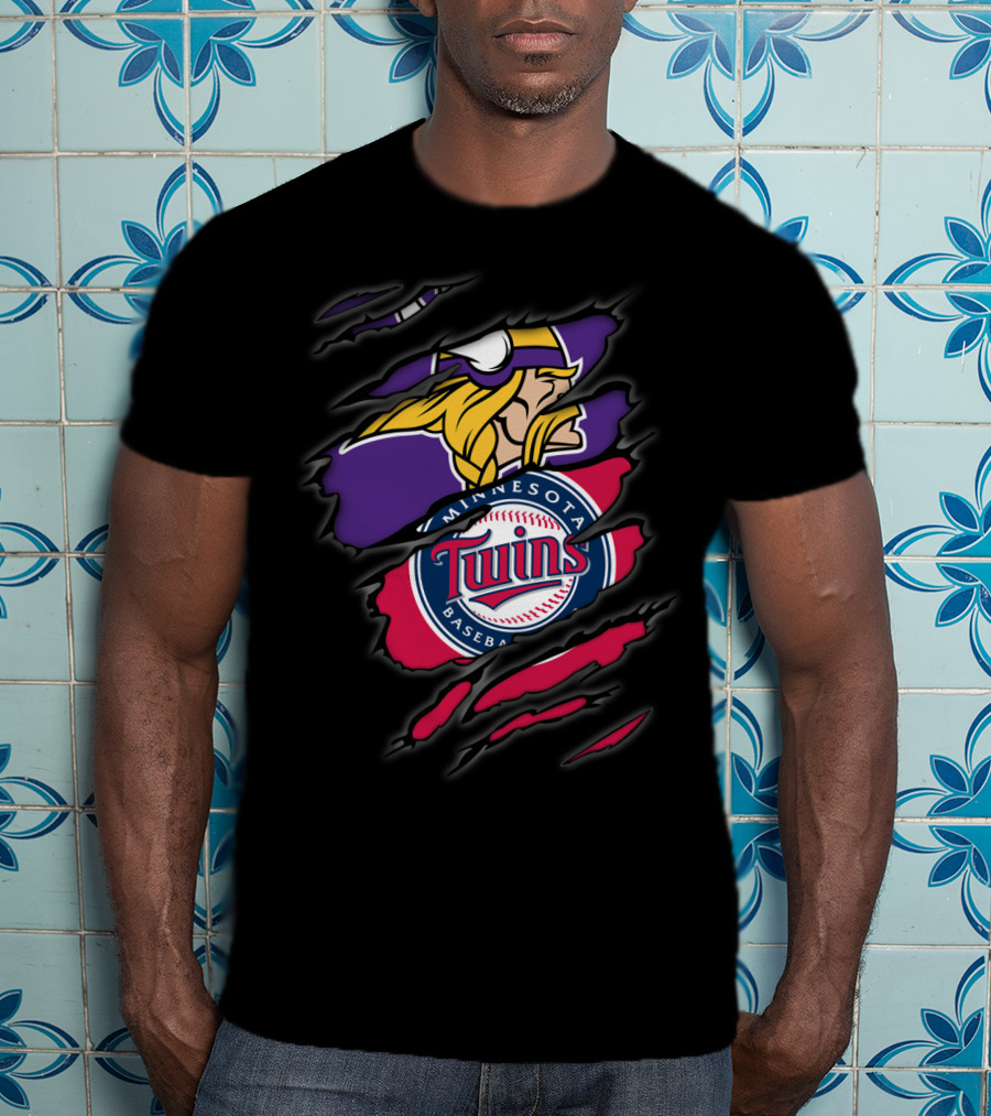 Minnesota Vikings Twins Baseball T-Shirt