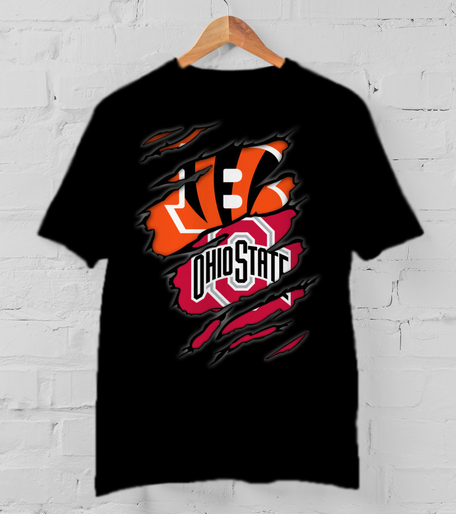 Bengals Ohio State Ripped Logo Fusion T-Shirt