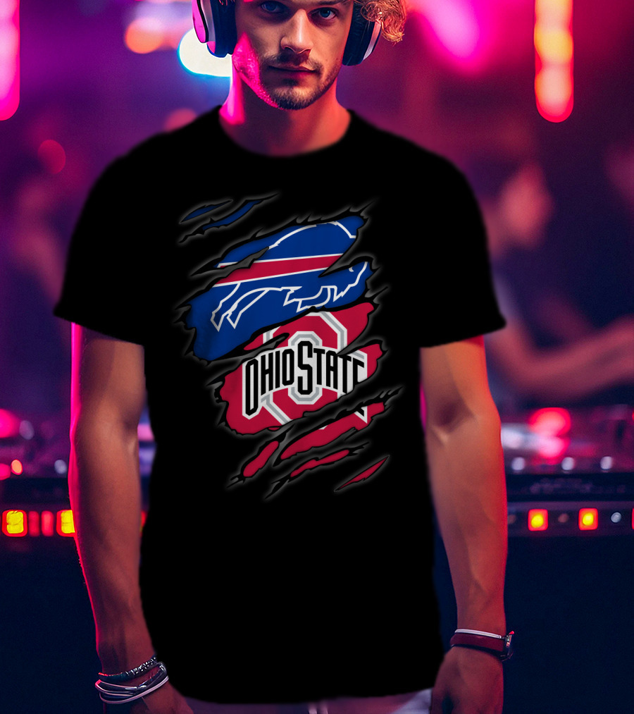 Bills Ohio State Torn Layered Emblem T-Shirt