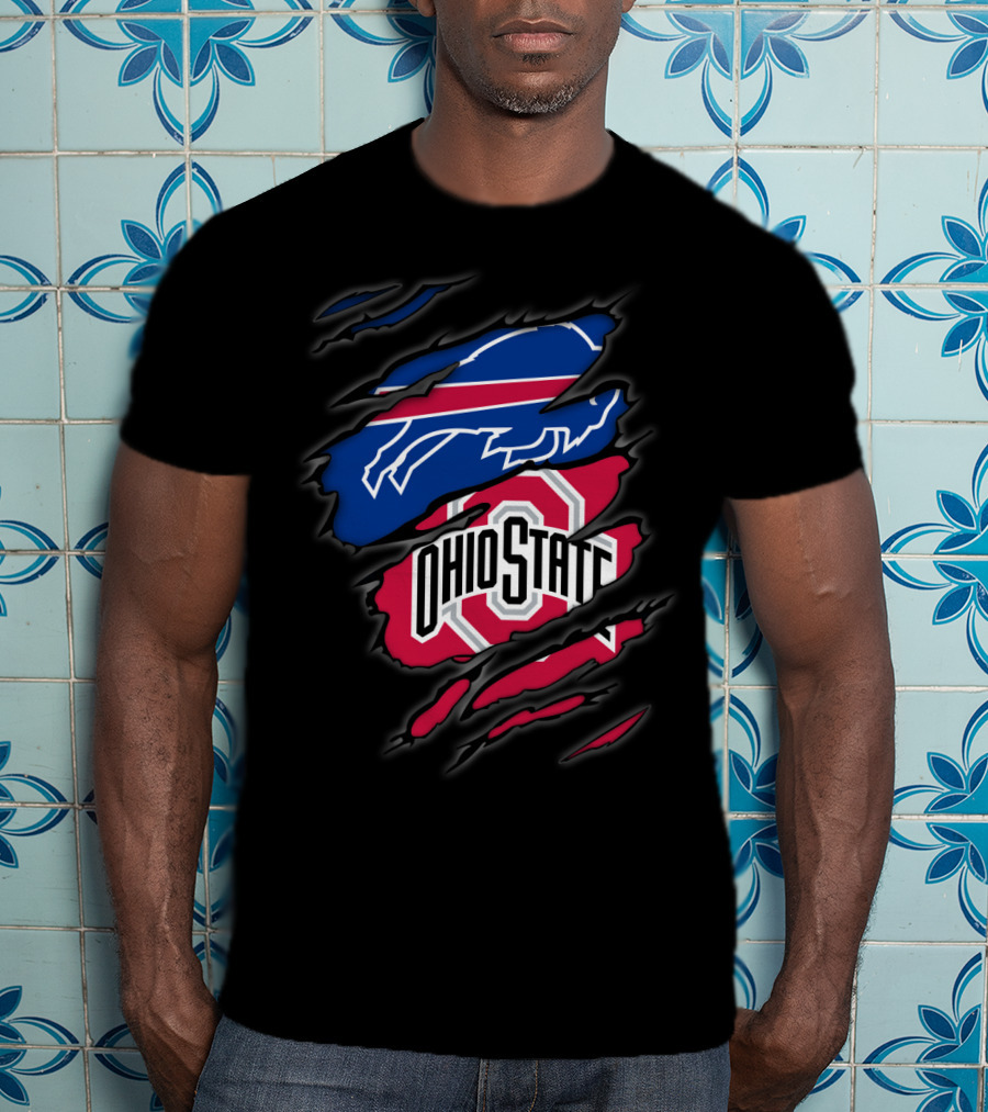 Bills Ohio State Torn Layered Emblem T-Shirt