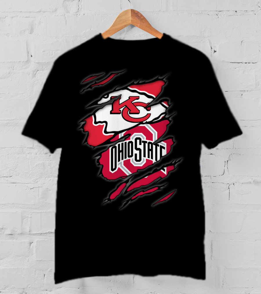 KC Chiefs Ohio State Buckeyes Ripped T-Shirt