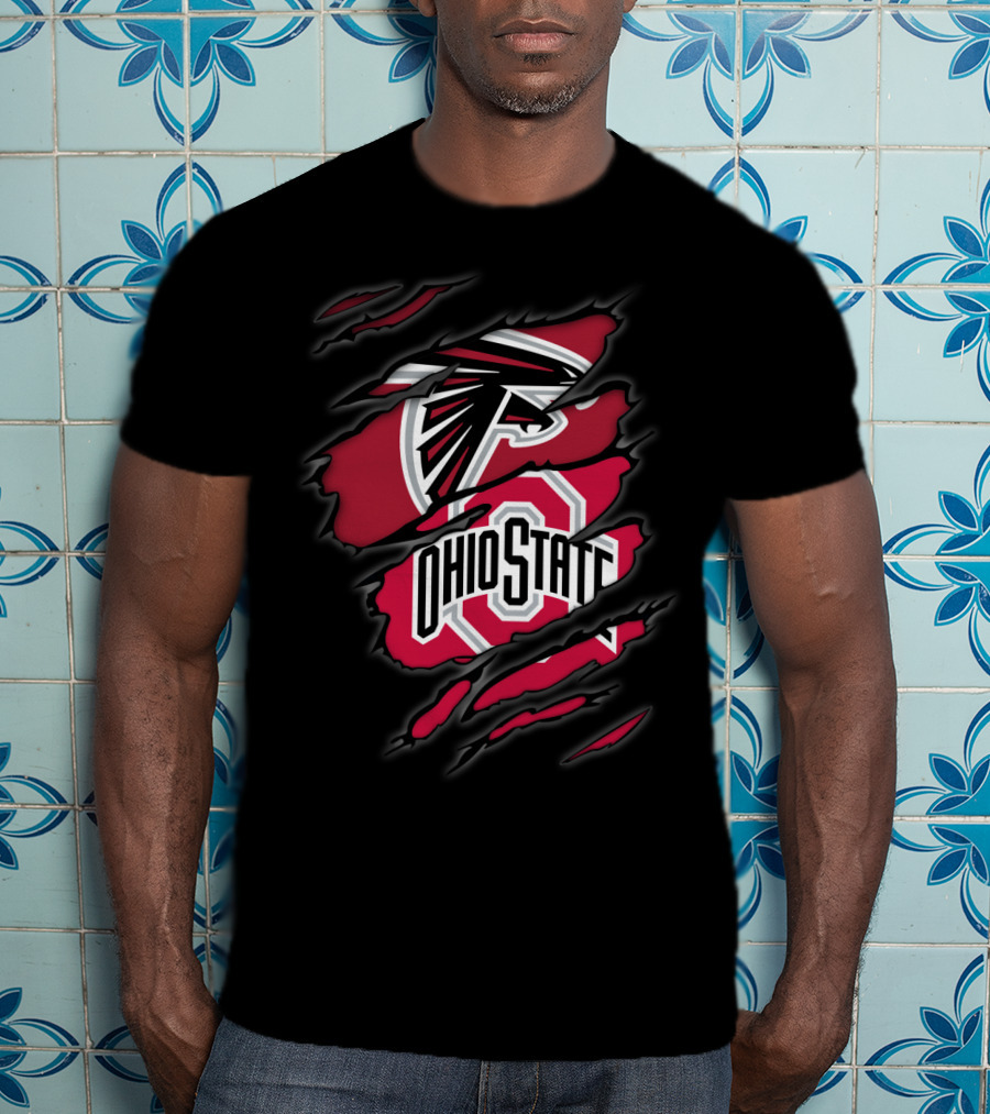 Falcons Ohio State Logo Ripped T-Shirt