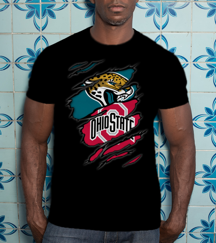 Jaguars Ohio State Claw Mark Logo Fusion T-Shirt