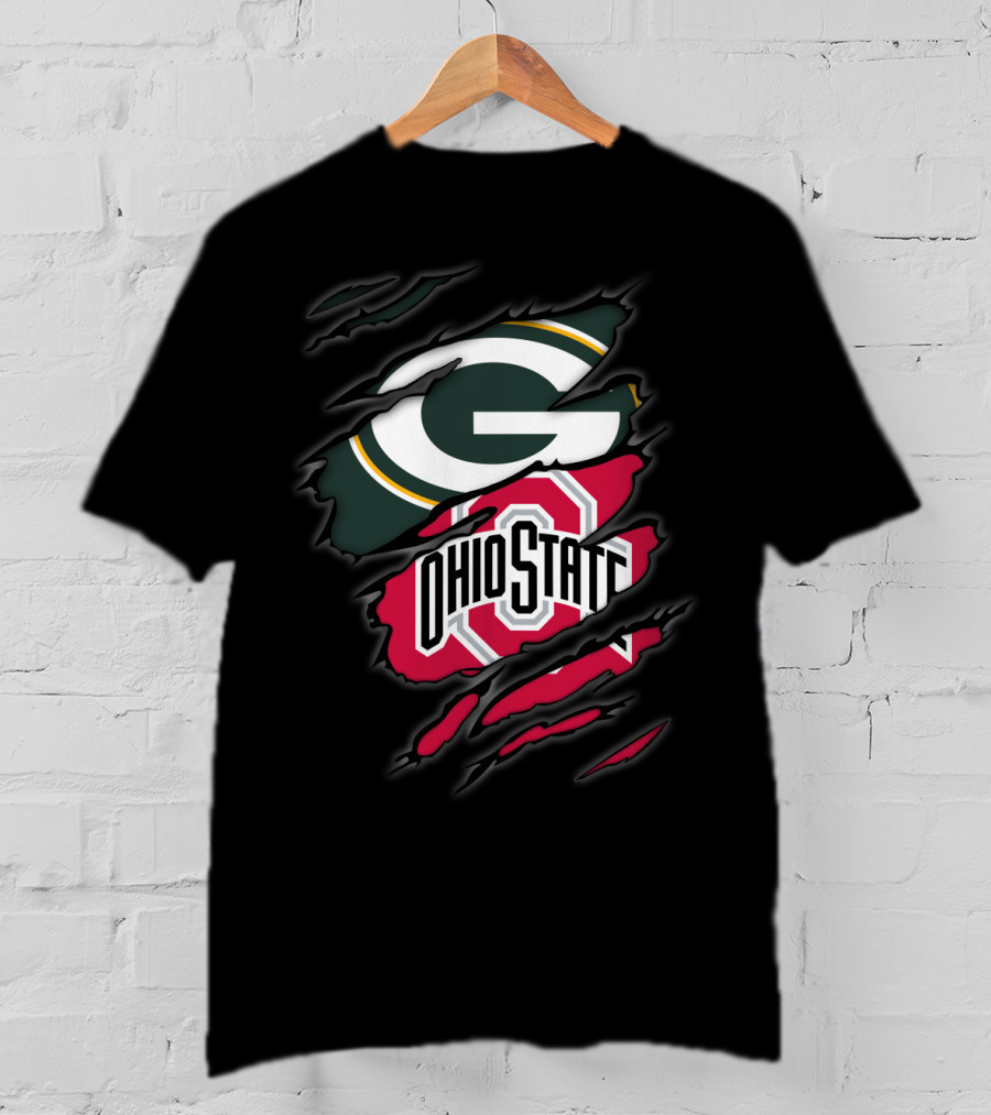 Packers Ohio State Torn Logo Fusion T-Shirt