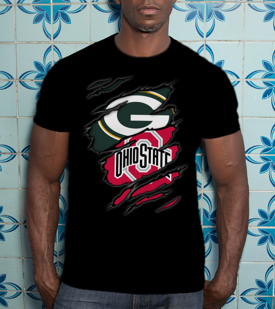 Packers Ohio State Torn Logo Fusion T-Shirt