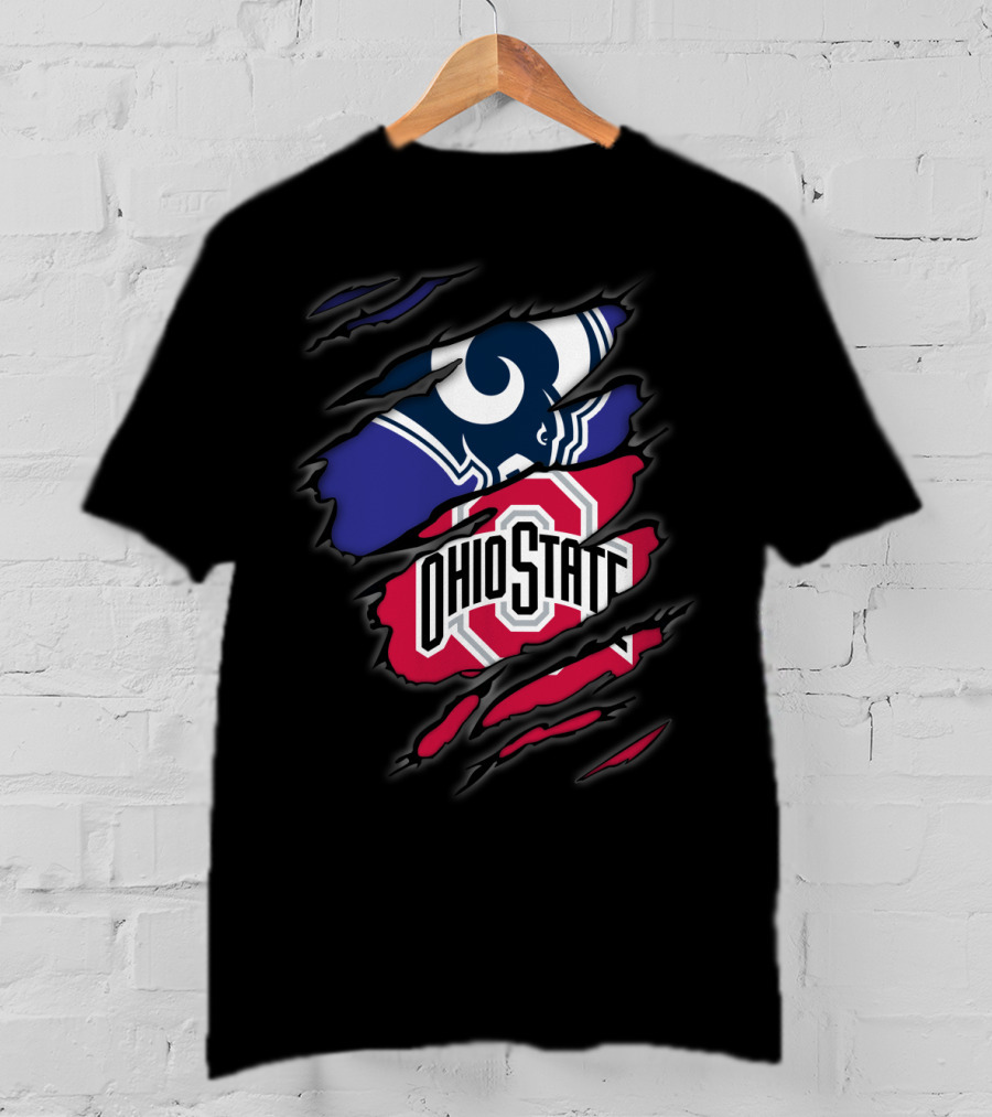 Rams Ohio State Football Fusion Torn Fabric T-Shirt