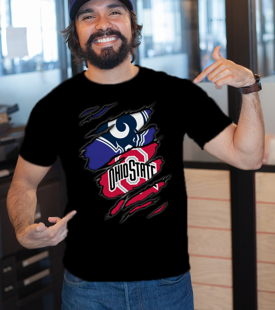 Rams Ohio State Football Fusion Torn Fabric T-Shirt