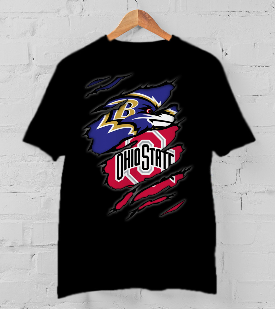 Ravens Ohio State Logo Tear T-Shirt