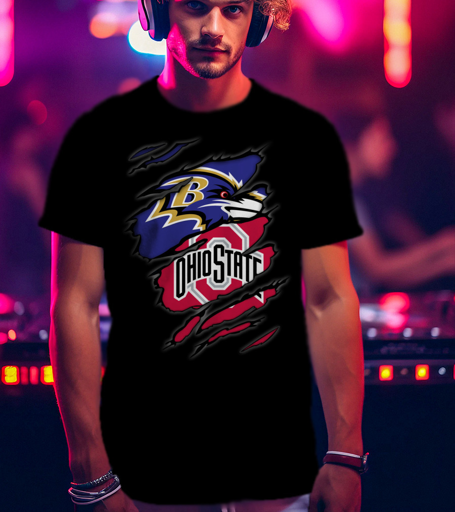 Ravens Ohio State Logo Tear T-Shirt