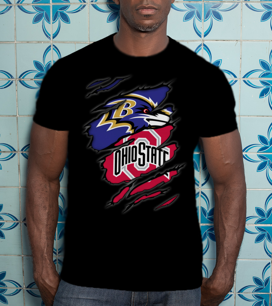 Ravens Ohio State Logo Tear T-Shirt