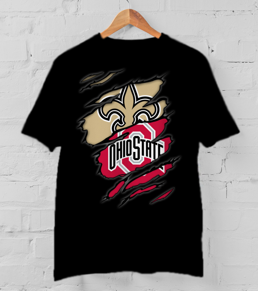 Ohio State Buckeyes New Orleans Saints Fleur-de-Lis T-Shirt