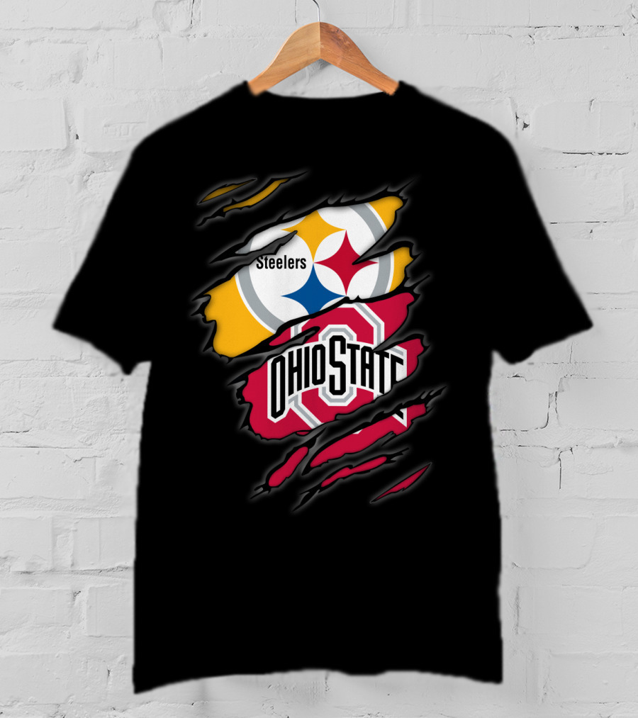 Steelers And Ohio State Logo Fusion T-Shirt