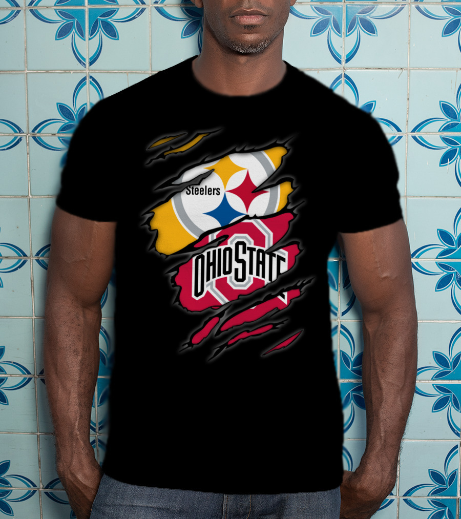 Steelers And Ohio State Logo Fusion T-Shirt