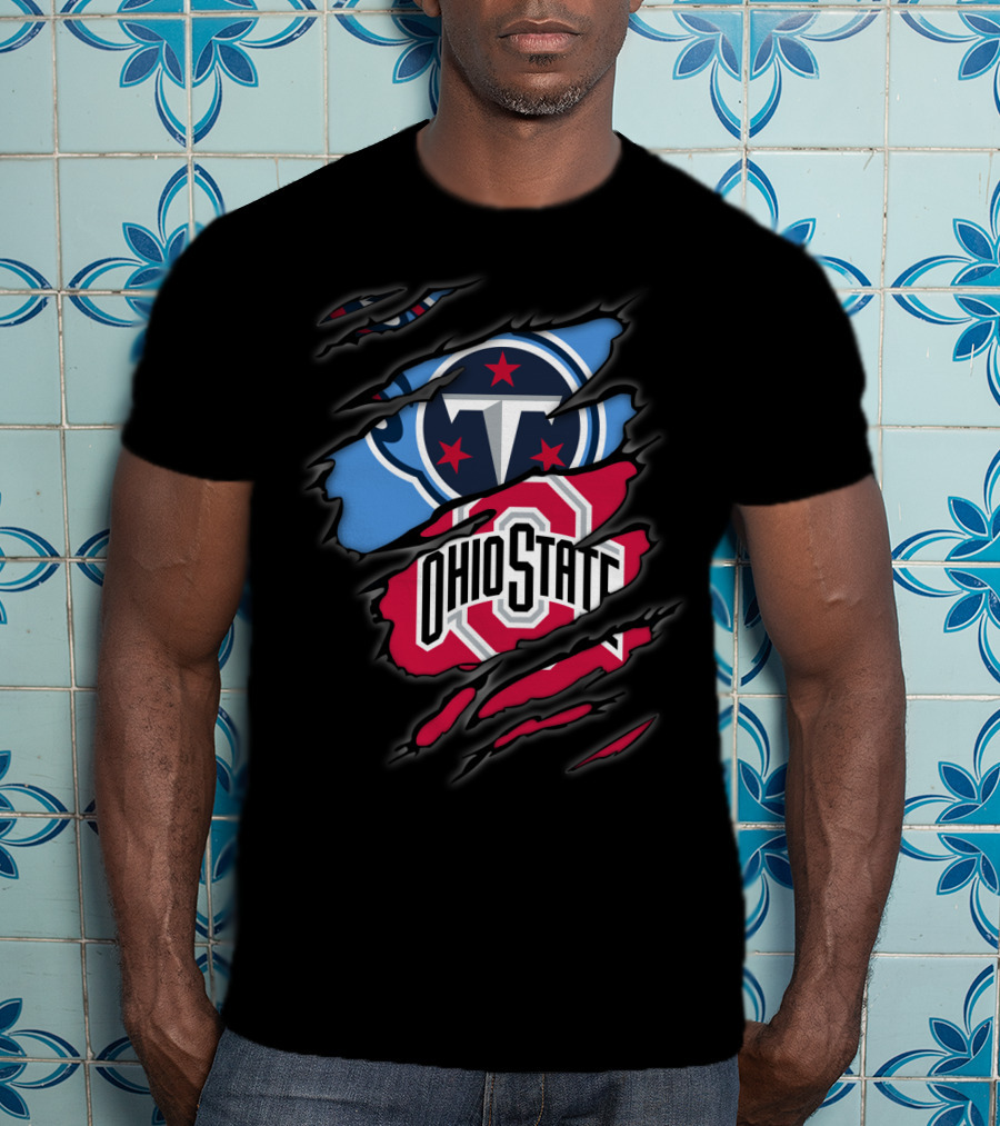 Titans Logo Ohio State Emblem Tear T-Shirt