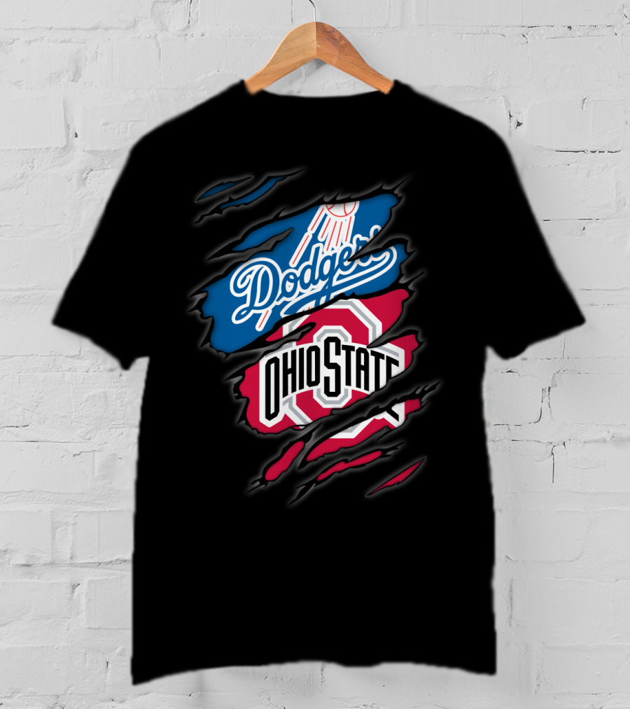 Dodgers Ohio State Hidden Logos Torn Reveal T-Shirt
