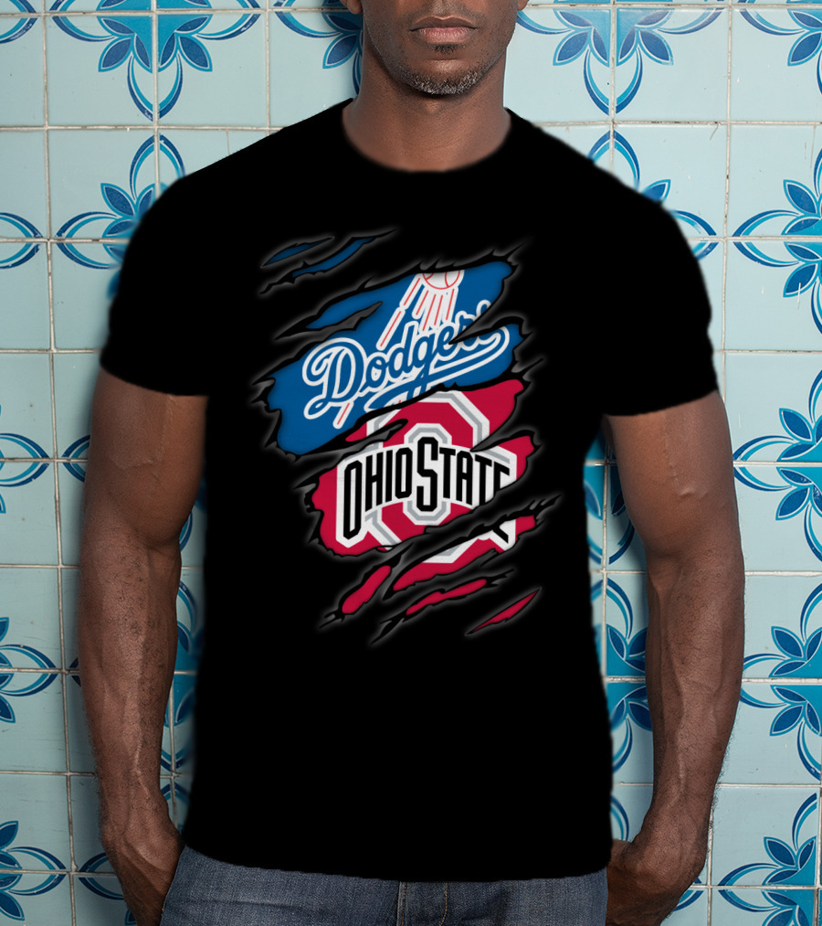 Dodgers Ohio State Hidden Logos Torn Reveal T-Shirt