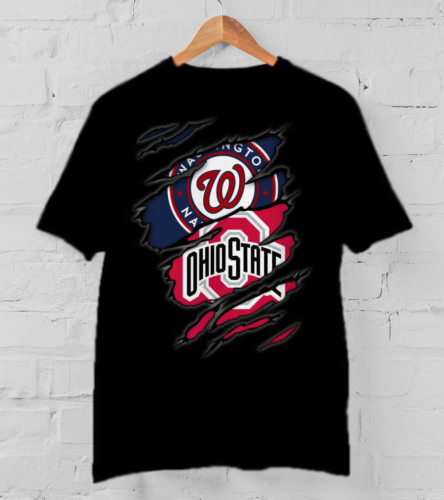 Washington Nationals Ohio State Buckeyes Logo Fusion T-Shirt
