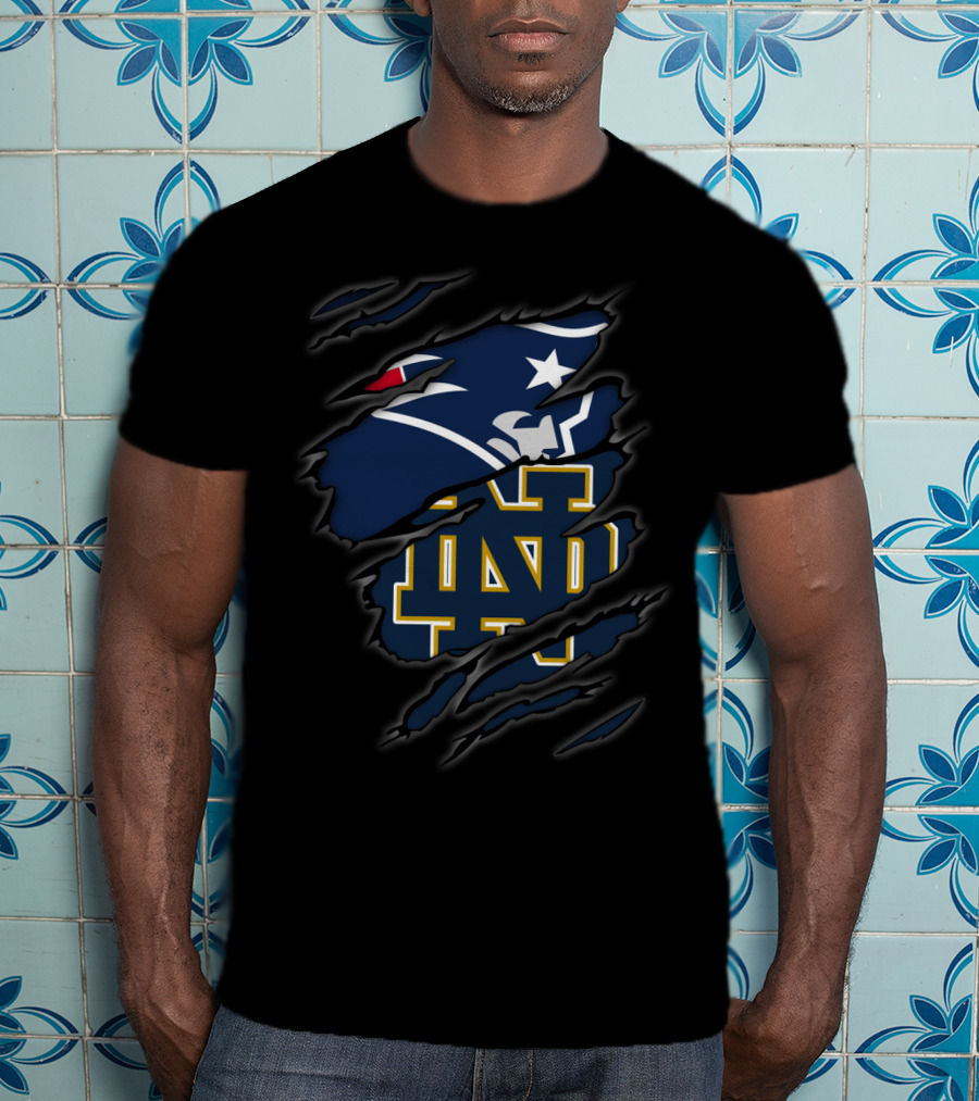 New England Patriots Notre Dame ND Logo Fusion T-Shirt