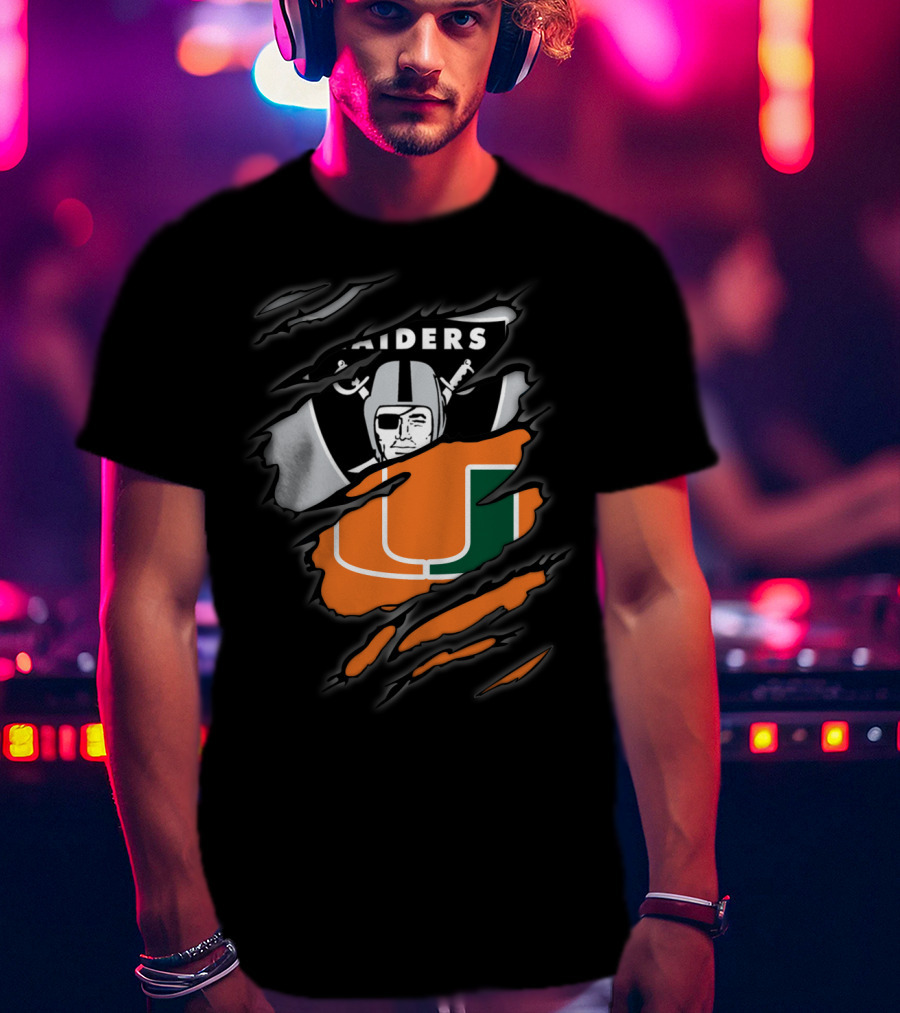 Raiders Miami Hurricanes Crossover T-Shirt