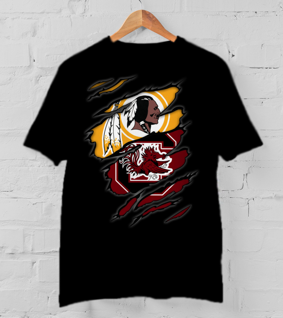 Washington Redskins South Carolina Gamecocks Collegiate Football Fan T-Shirt