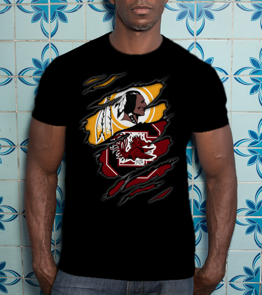 Washington Redskins South Carolina Gamecocks Collegiate Football Fan T-Shirt