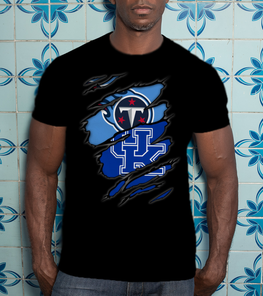 Tennessee Titans Logo With Kentucky Wildcats Emblem T-Shirt