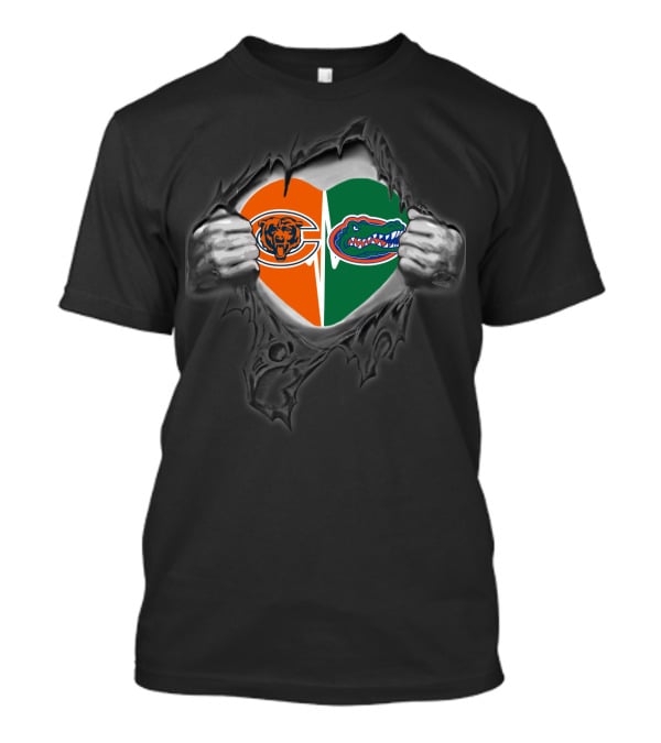 Bears Gators Heart Split Pullover Dual Team Pride T-Shirt
