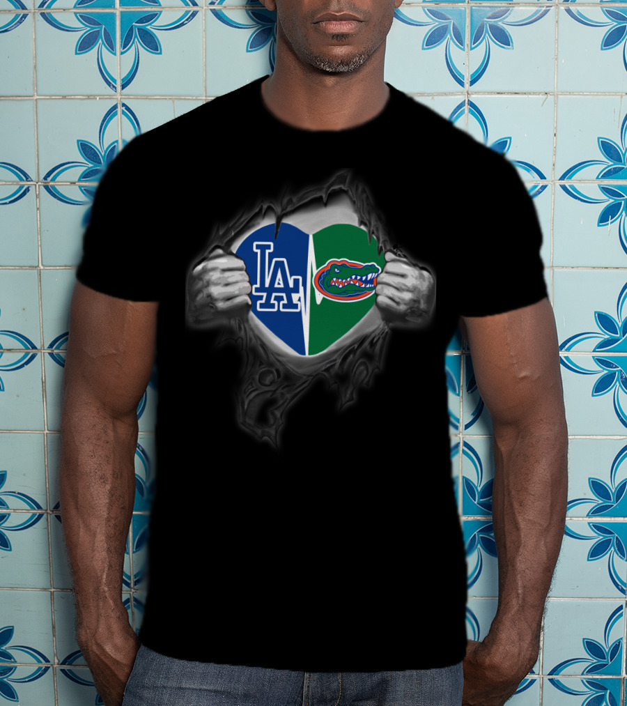 Dodgers LA Gators Heart Logo Fusion T-Shirt