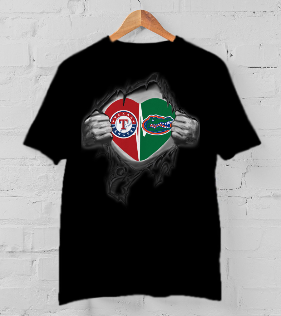Texas Rangers Florida Gators Heart T-Shirt