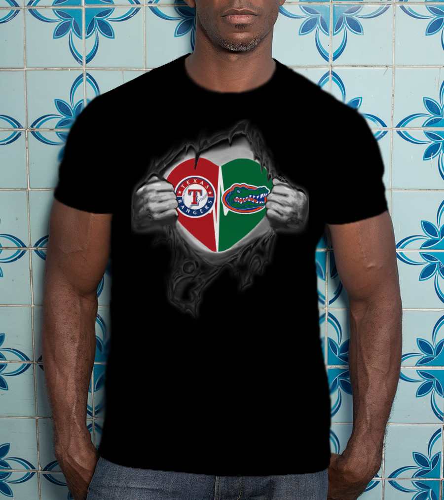 Texas Rangers Florida Gators Heart T-Shirt