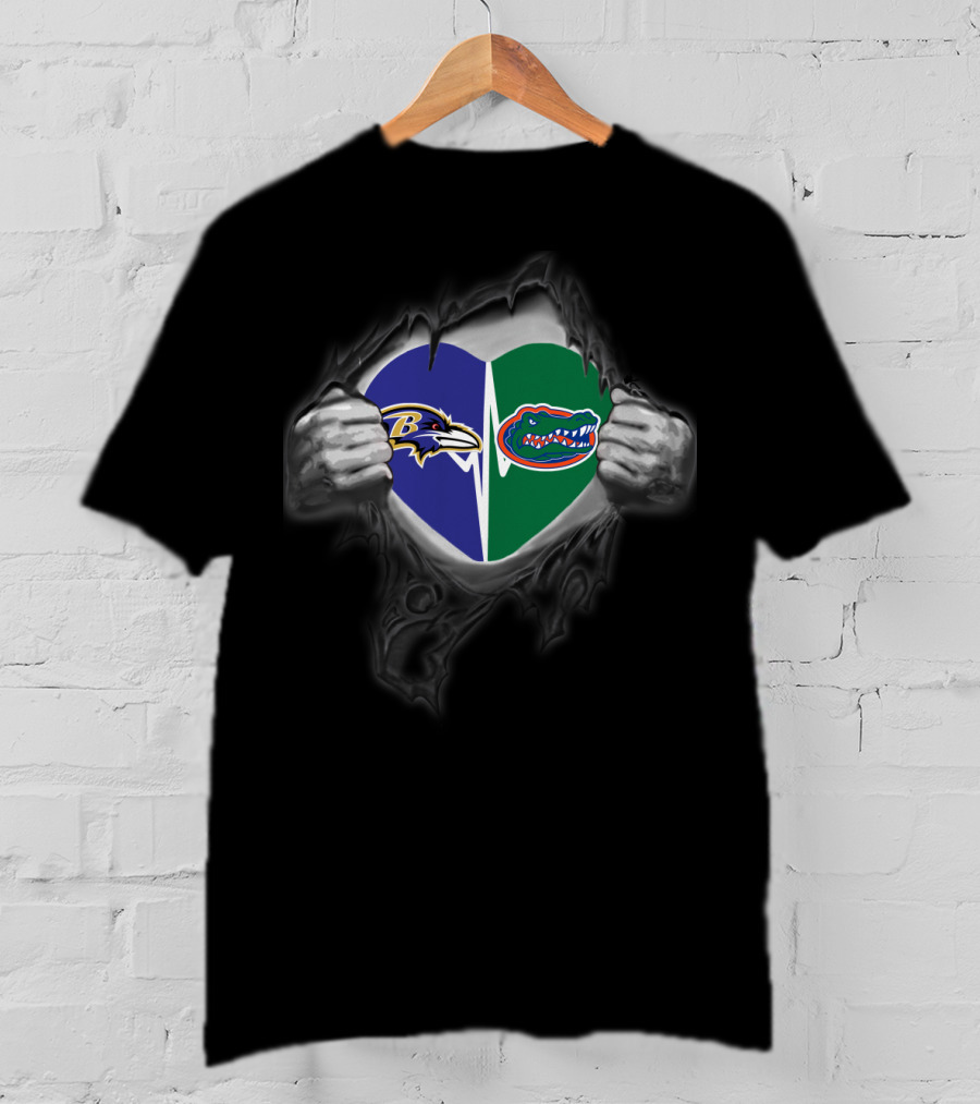 Ravens Gators Heart Split T-Shirt