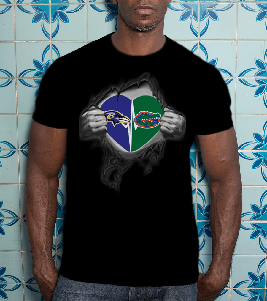Ravens Gators Heart Split T-Shirt