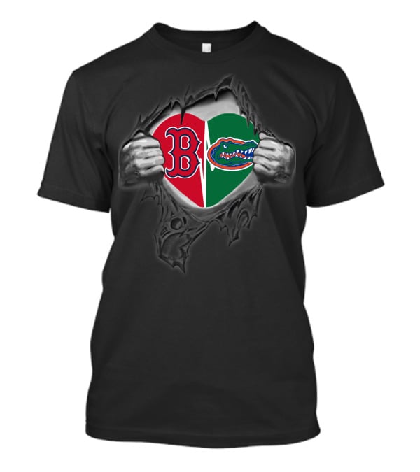 Redsoxs Gators Heart Split Tattoo T-Shirt