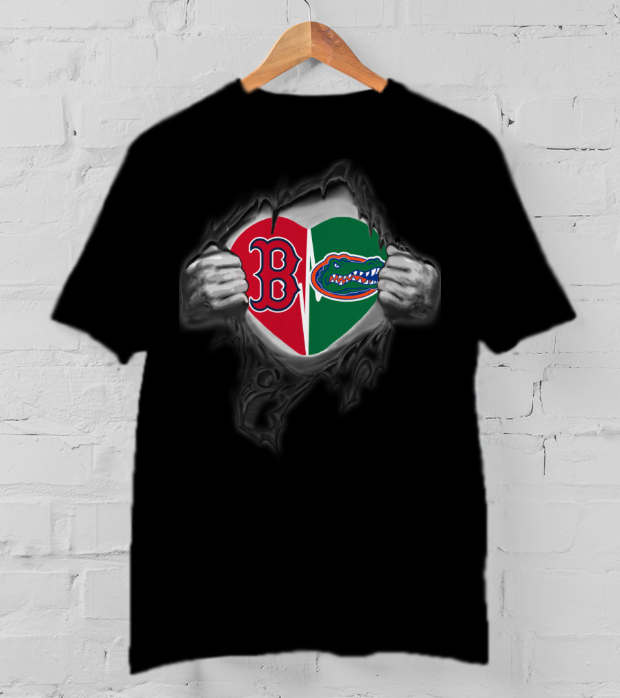 Redsoxs Gators Heart Split Tattoo T-Shirt