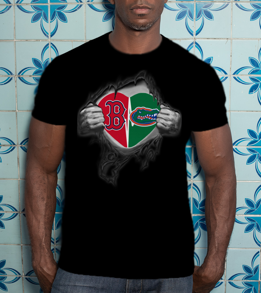 Redsoxs Gators Heart Split Tattoo T-Shirt